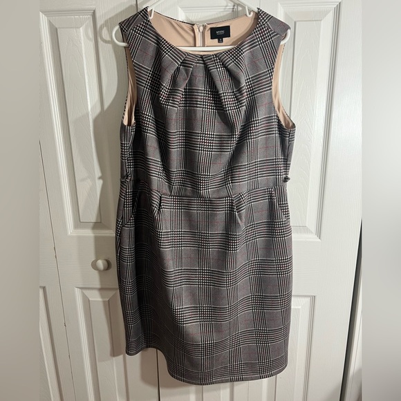 (D32) Modcloth Plaid fashion teaching classy sheath pencil dress with pockets - Picture 2 of 6